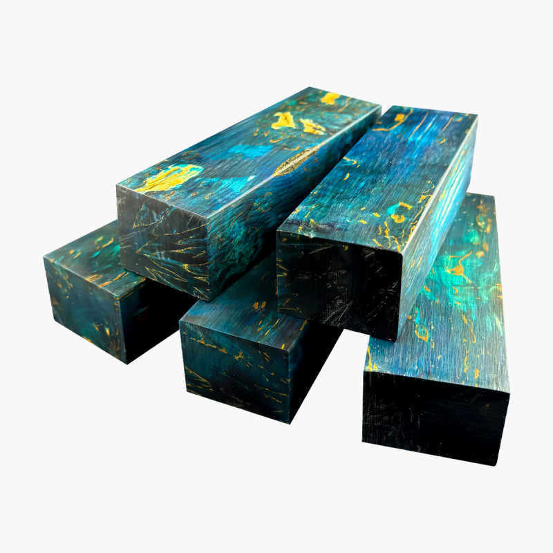 Stabilisierte Birkenholzblöcke - Blau