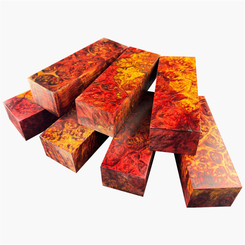 Stabilized amboyna tree burr block - Red