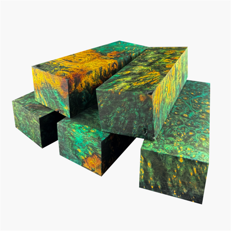 Blocs de loupe d'amboine stabilisé - Bleu