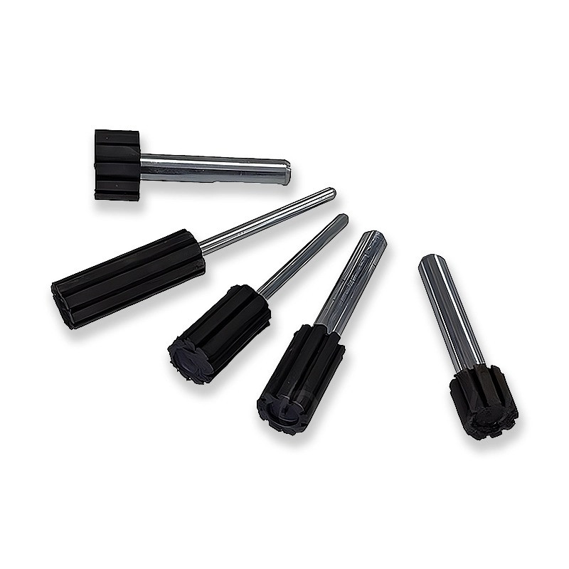Rubber supports for abrasive rings.