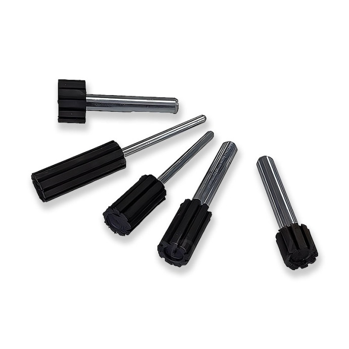Rubber supports for abrasive rings.