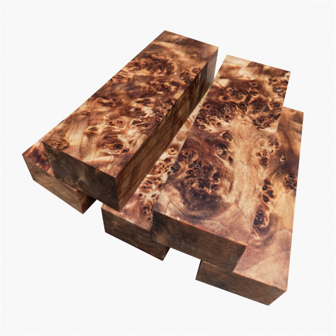 Stabilized poplar burl blocks