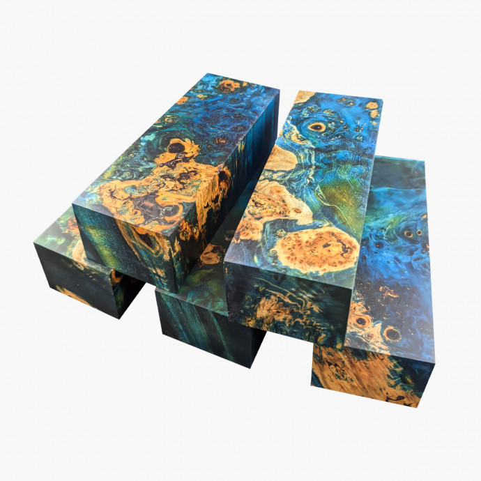 Stabilisierte erable Holzblöcke - Blau