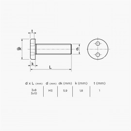 Stainless screw Snake Eyes - Cylindrical head - M3