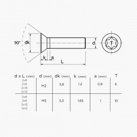 Stainless screws torx - Head countersunk - M3