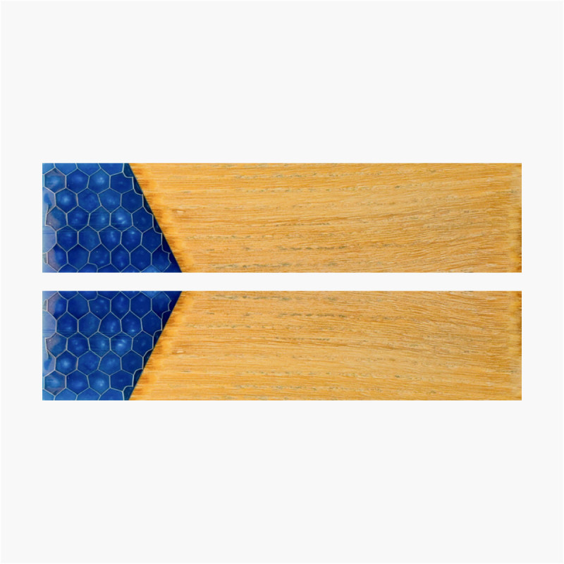 Plaquettes hybride - Nid d'abeille - Frêne stabilisé - Mitre résine bleue