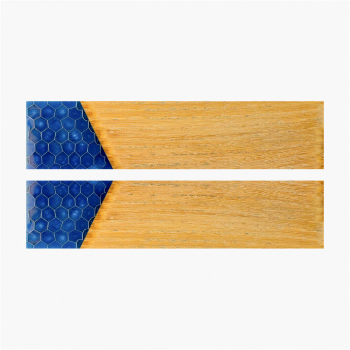 Plaquettes hybride - Nid d'abeille - Frêne stabilisé - Mitre résine bleue