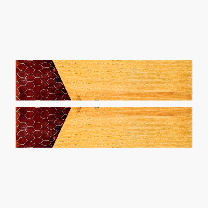 Plaquettes hybride - Nid d'abeille - Frêne stabilisé - Mitre résine rouge